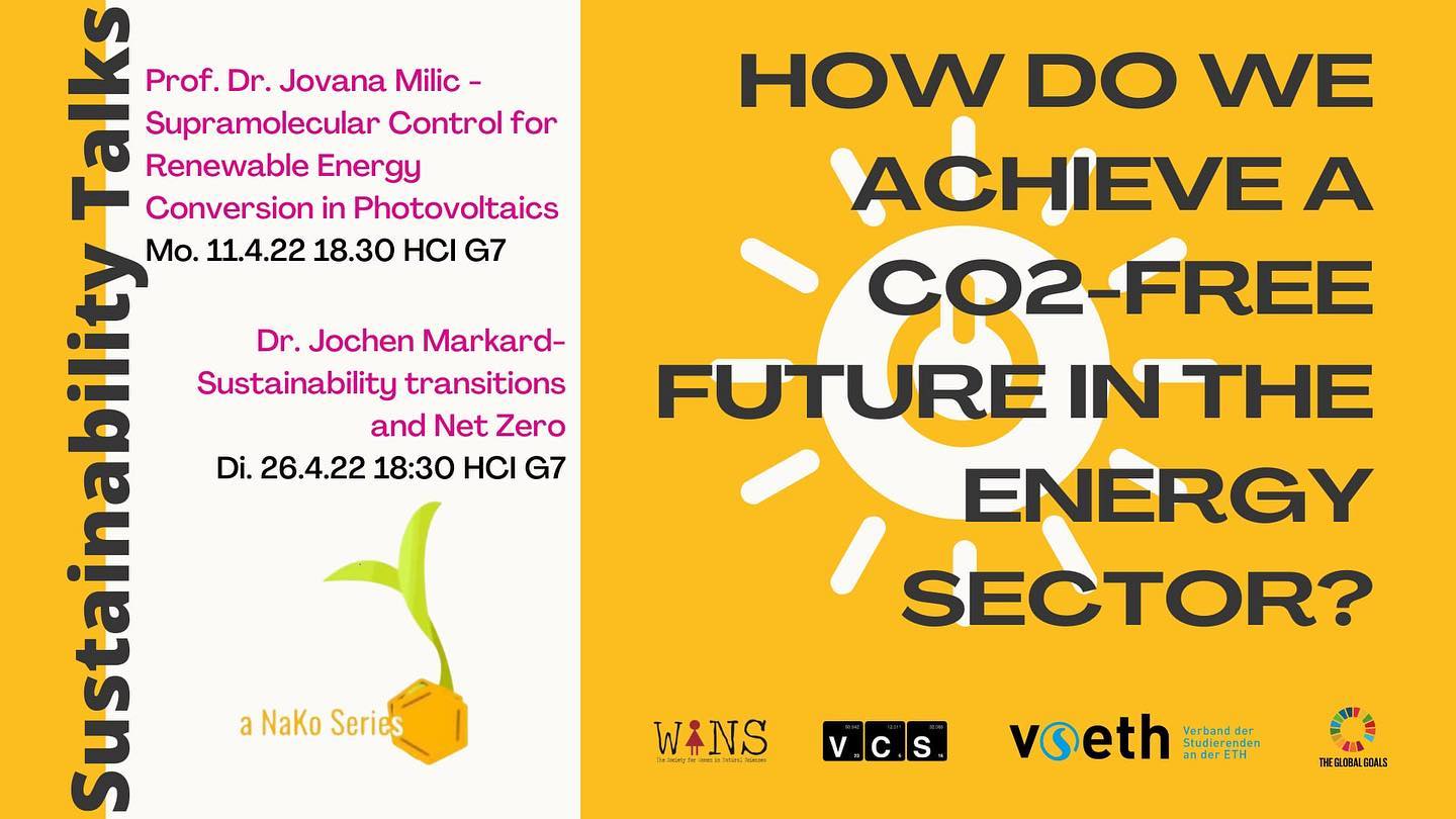 🚨 Don't miss out on this #SustainabilityTalks Series!

Join former @wins_ethzurich alumna Jovana Milic, now assistant professor at Adolph Merkle Institute, for a talk about the relevance of #RenewableEnergy♻️ conversion in photovoltaics.

🗓️Apr, 11th at 18:30
📍ETH Hönggerberg, HCI G7