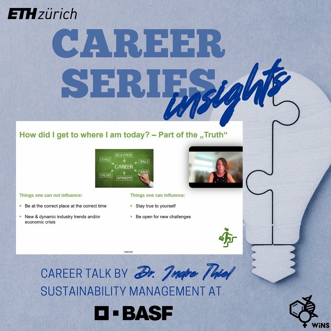 #careerseriesinsights 

Our last career series from sustainability manager Dr. Indre Thiel @basf_global @basf_de was really engaging and interesting. 

She talked about why it is important to network and how it can lead you to your dream job.  Focus on things that you can control and hope for a pinch of serendipity. 

Stay tuned for interesting career talks and insights !! :) 

#sustainability #job #career #network #ethzurich #basf #manager #biology #networking #lifesciences #chemistry #dreamjob #focus #follow #switzerland #serendipity #industry